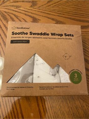 KeaBabies Soothe Swaddle Wrap Set - White & Light Gray (3-Pack)